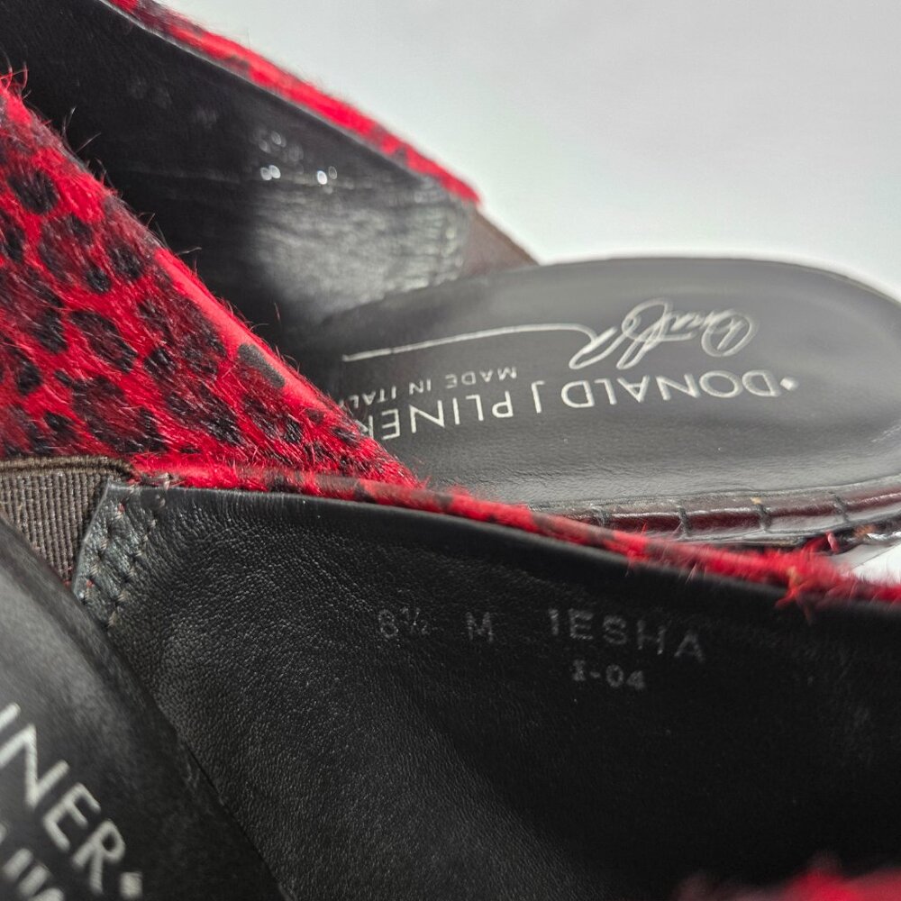 RARE Vintage Y2K Mobwife LEATHER Red & Black Animal Print Heel Sandals Size 8.5M - Picture 15 of 17